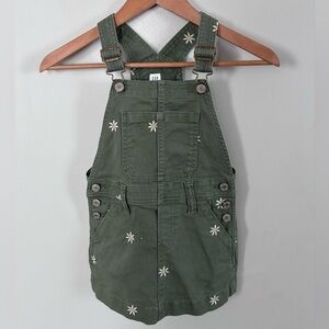 Gap Green Overalls with Floral Embroidery Sz Xsmall